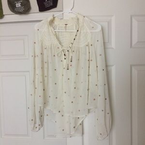 Free people polka dot tie blouse